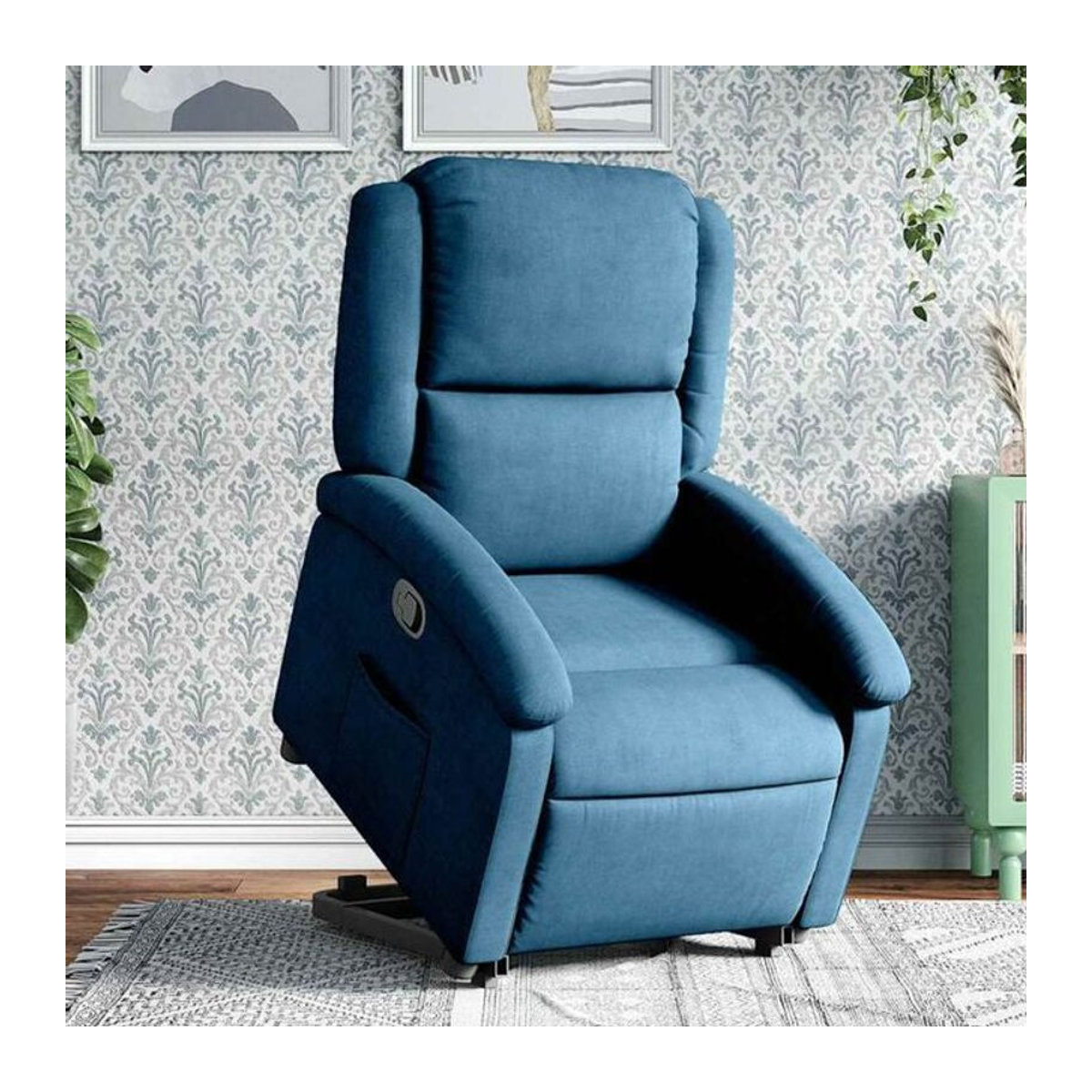 Relaxsessel mit Aufstehhilfe von vidaxl in Blau aus Samt und Polyester - Bild 1