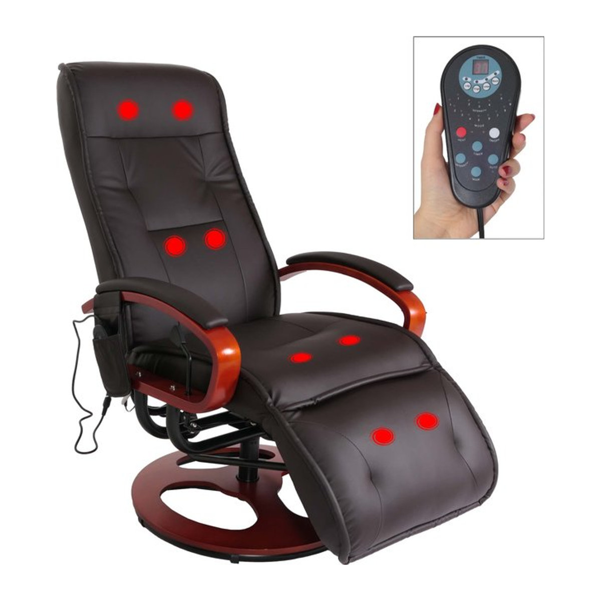 Relaxsessel Terni II mit Massage aus Kunstleder in Braun - Bild 1