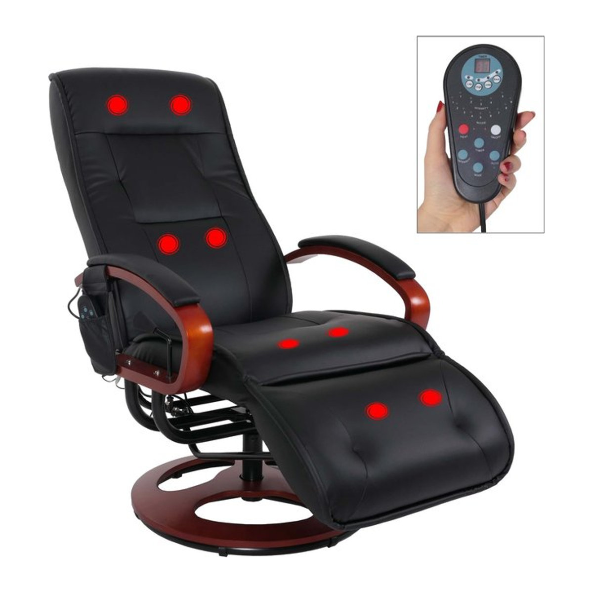 Relaxsessel Terni II von MCW als Massagesessel aus schwarzem Echtleder - Bild 1
