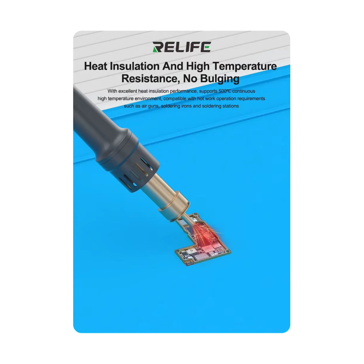 RELIFE RL-004DQ Silikon-Reparaturmatte in Blau, 35 Zoll, hochtemperaturbeständige und wasserdichte Arbeitsunterlage für die Telefonreparatur und Desktop-Aufbewahrung - Bild 2