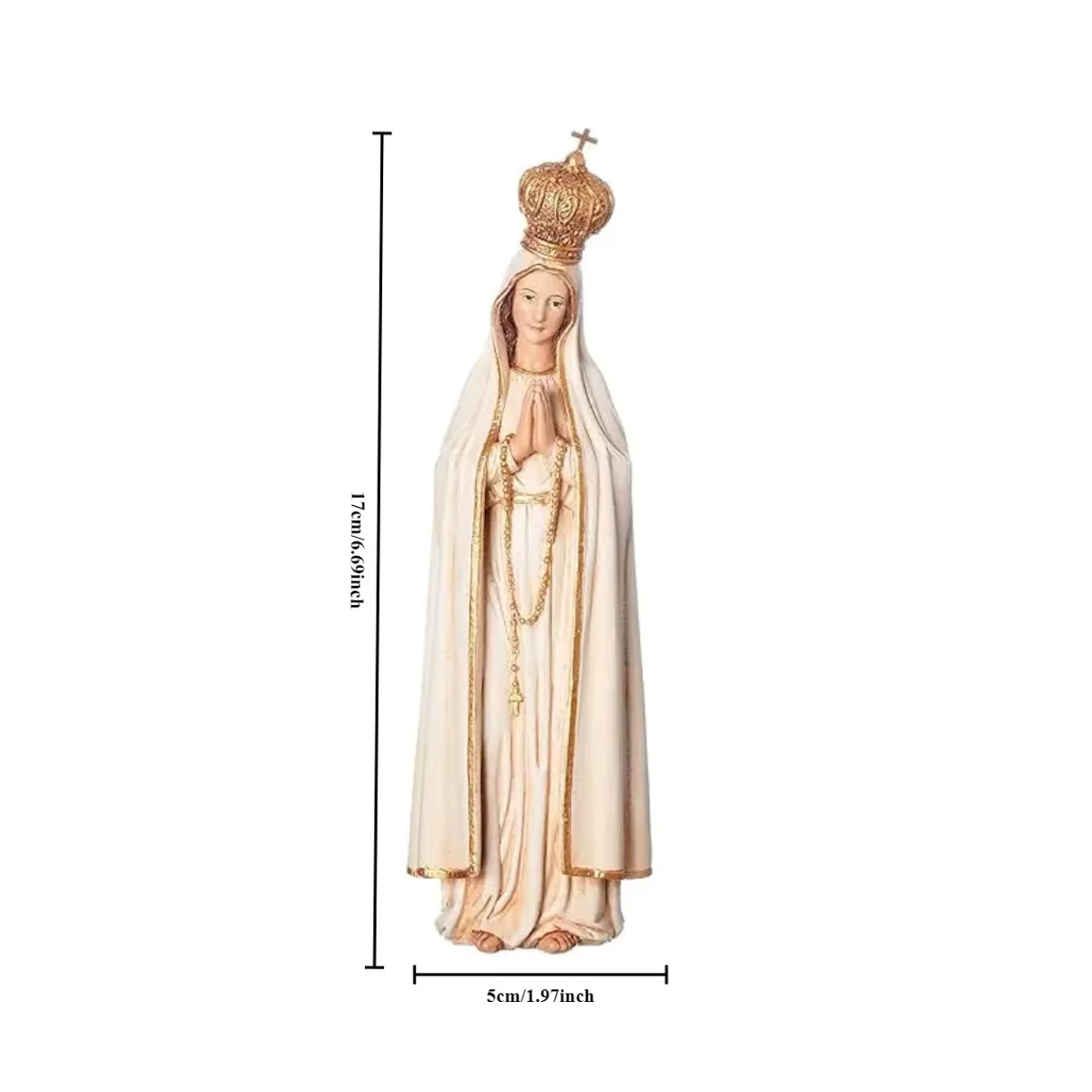 Religiöse Statue Unsere Liebe Frau von Fatima von Roman Joseph's Studio in Creme und Weiß, Höhe: 17 cm - Bild 2