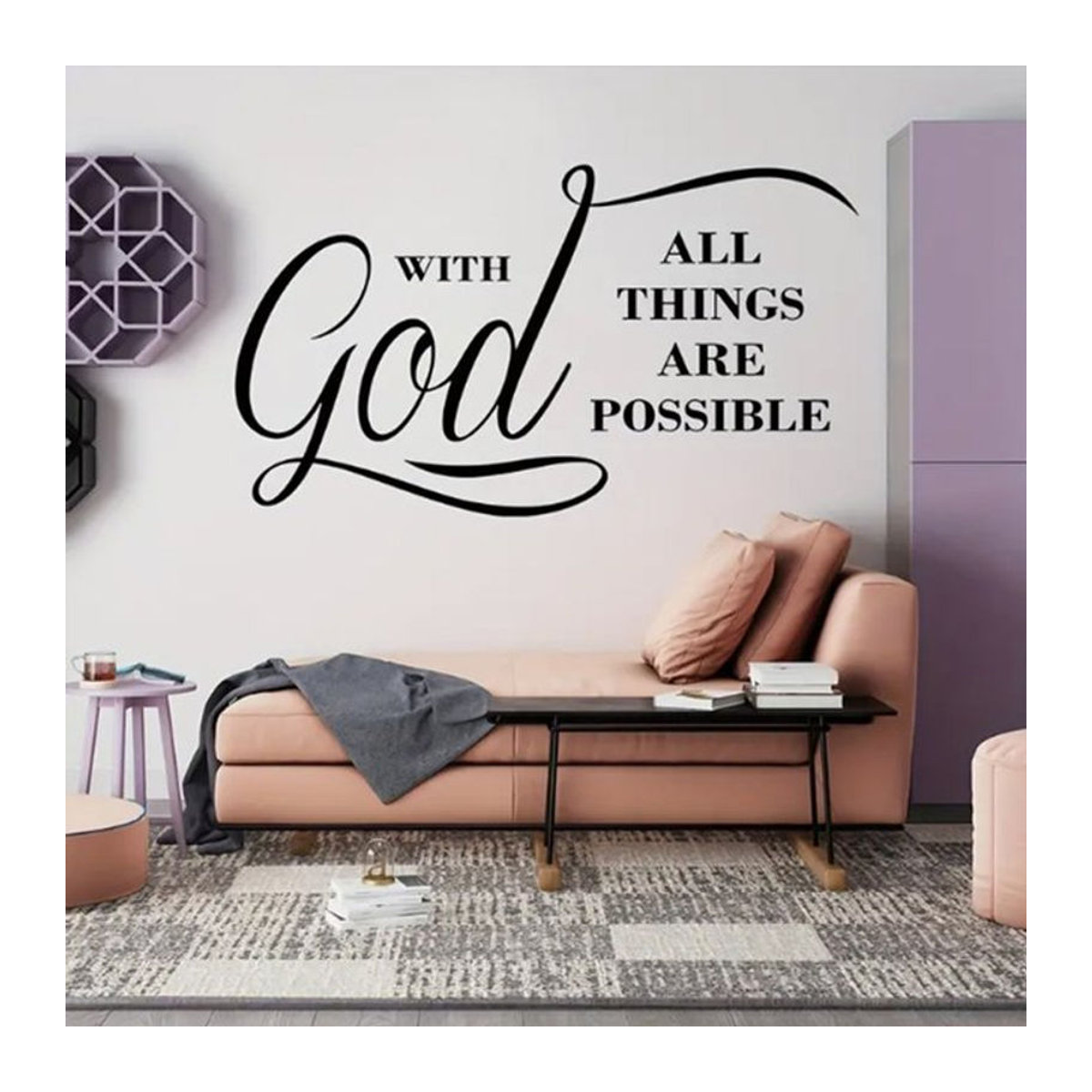 Religiöser Wandtattoo Mit Gott sind alle Dinge möglich Motivationsschriftzug aus schwarzem Vinyl für deine Wanddekoration - Bild 1