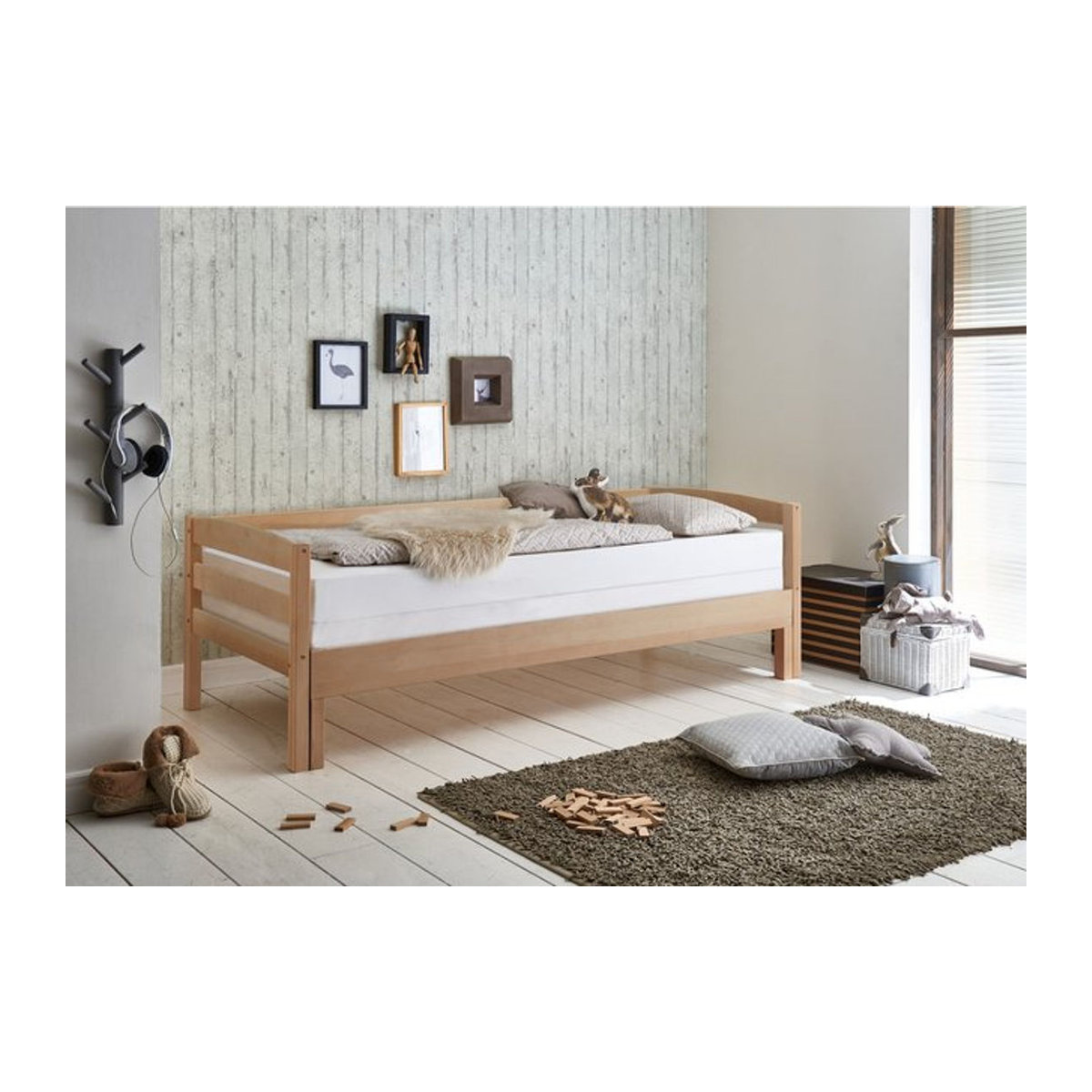 Relita Funktionsbett Emilia ausziehbar aus Buche Massivholz Natur B/T/H: 90/180 x 200 cm - Bild 1