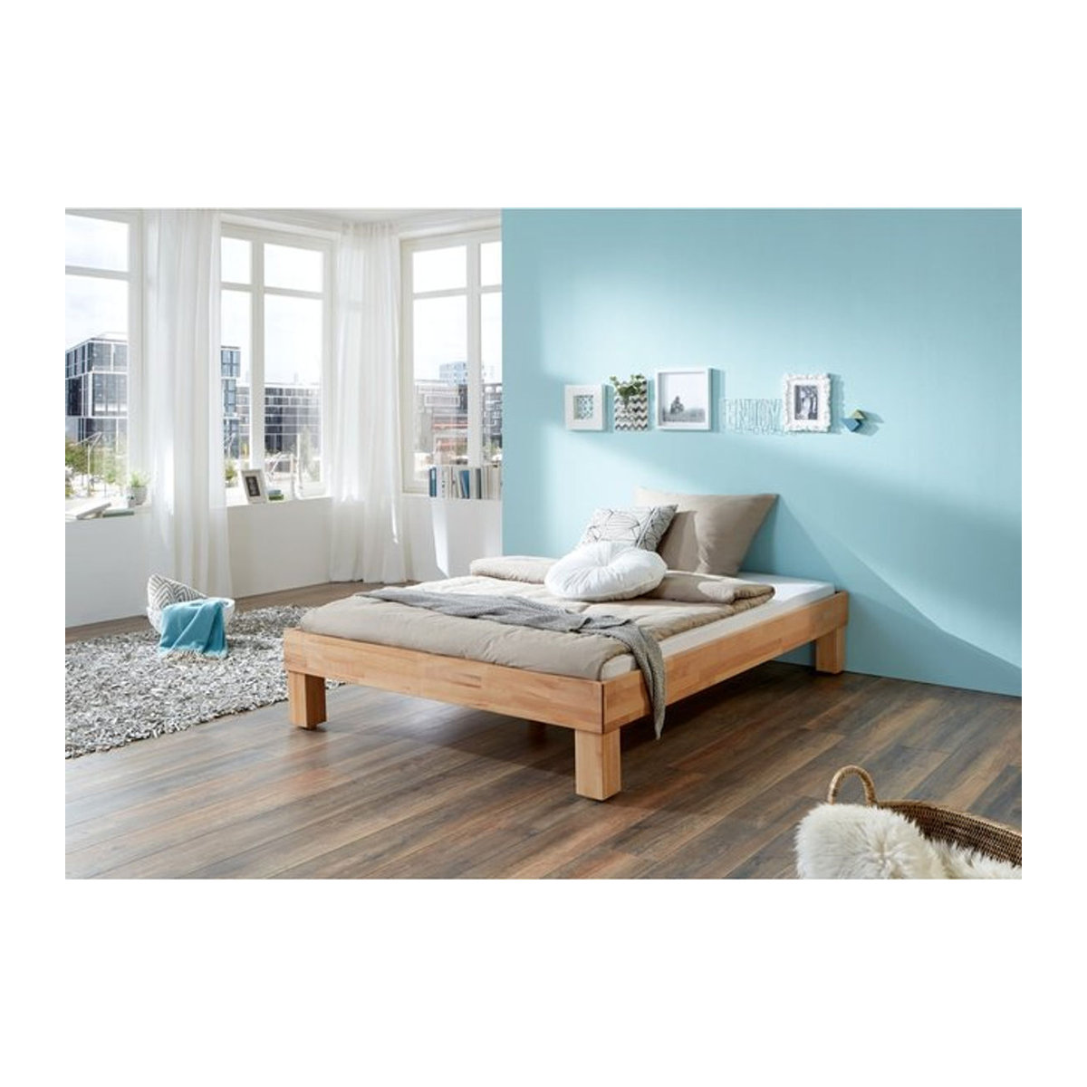 Relita Futonbett Manuela aus Buche Massivholz Natur geölt ohne Kopfteil B/T/H: 90 x 200 x 382 cm - Bild 1