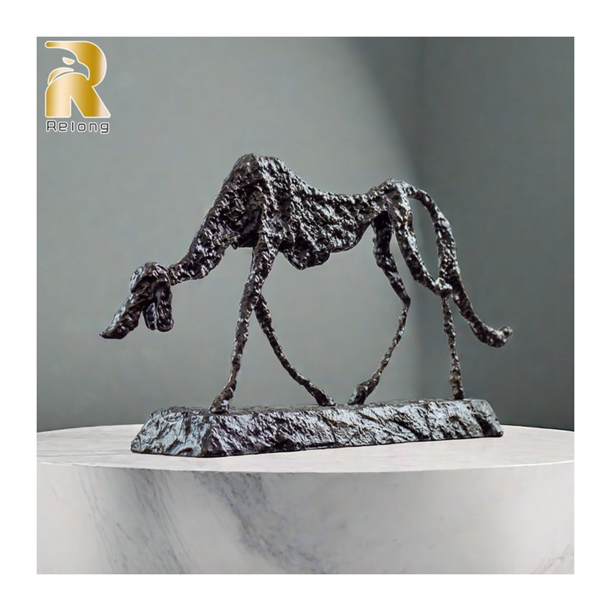 Relong Abstrakte Hundeskulptur in Bronze-Optik Schwarz als moderne Metall-Statuette für deine Innendekoration - Bild 1