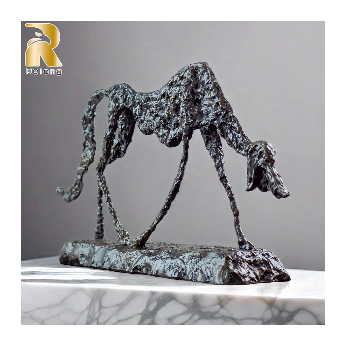 Relong Abstrakte Hundeskulptur in Bronze-Optik Schwarz als moderne Metall-Statuette für deine Innendekoration - Bild 2