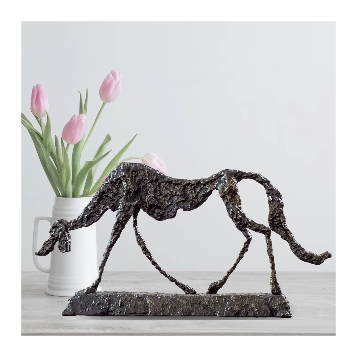Relong Abstrakte Hundeskulptur in Bronze-Optik Schwarz als moderne Metall-Statuette für deine Innendekoration - Bild 3