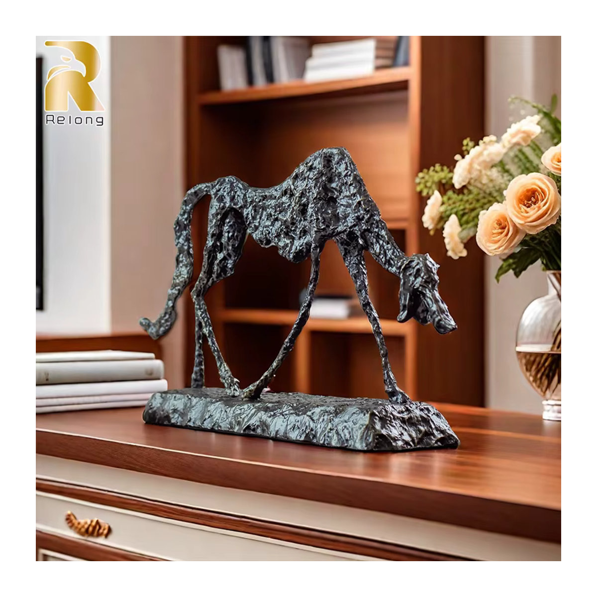 Relong Abstrakte Hundeskulptur in Bronze-Optik Schwarz als moderne Metall-Statuette für deine Innendekoration - Bild 6