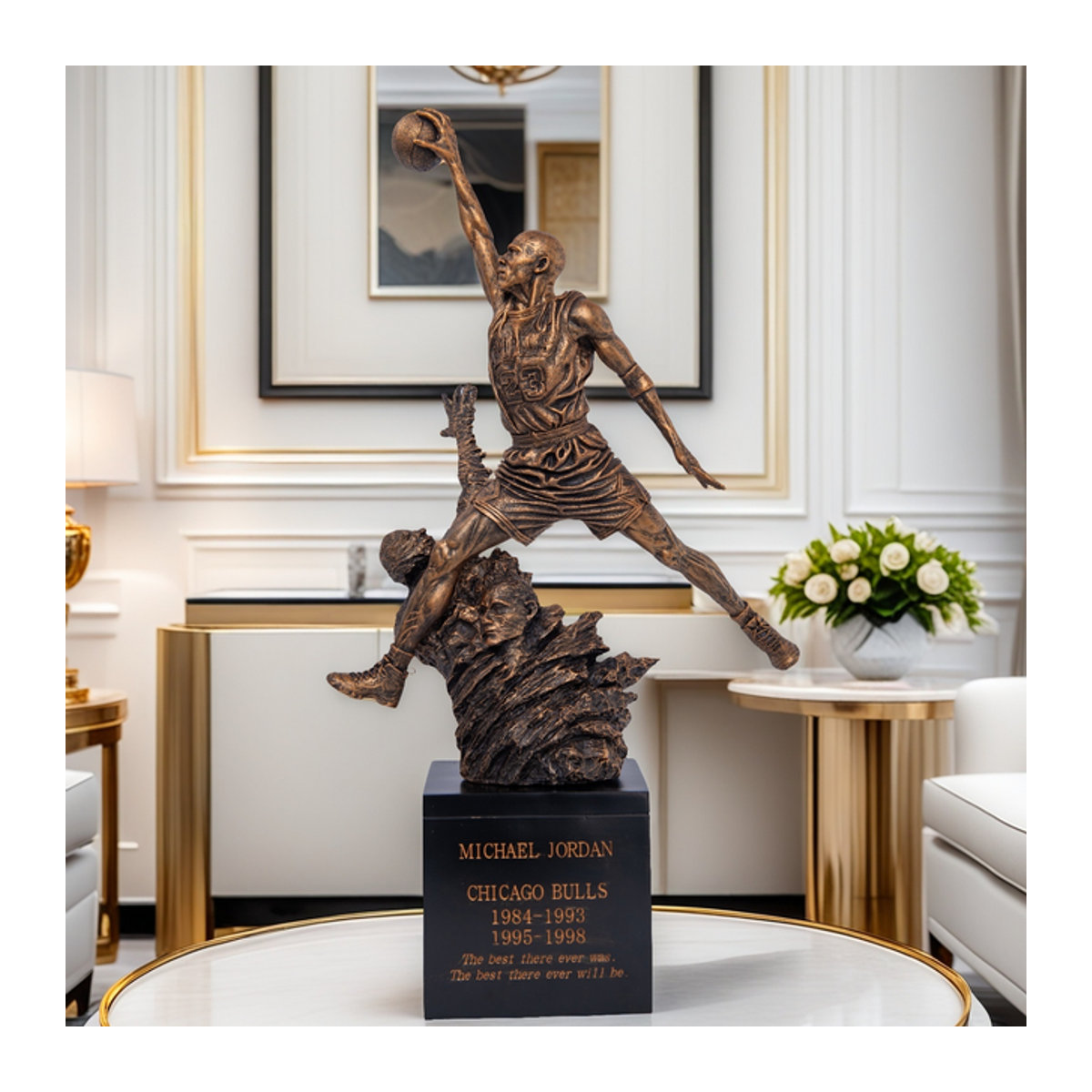 Relong Michael Jordan 23 Harzskulptur in Bronze-Optik, handgefertigte Kunstharzstatue für deine Heimdekoration, Höhe: 50 cm - Bild 1