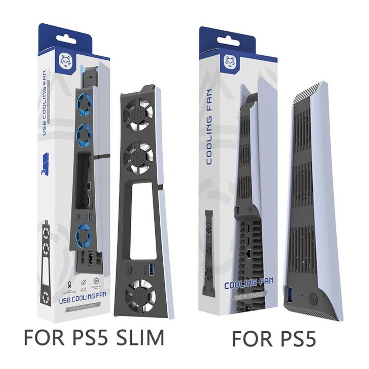 REMANK Kühlsystem für PS5 und PS5 Slim, Kühlventilator für Disc- und Digital-Konsolen, Schwarz/Weiß - Bild 1