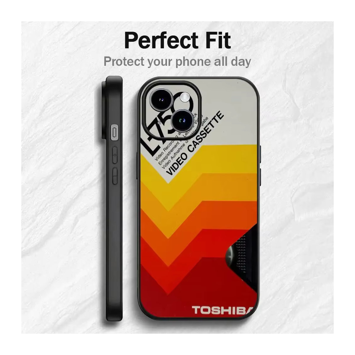 Remazy Retro Video-Kassettenband-Etiketten Silikonhülle für iPhone 17 16 15 14 13 12 11 Pro Max Mini XS XR 7 Plus 16E bunt und luftstoßfest - Bild 3