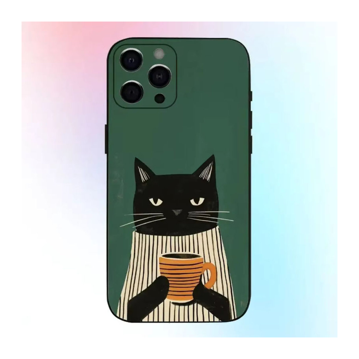 Remazy Stoßfeste Handyhülle mit Katzen-Motiv und Streifen für iPhone 15 14 13 12 11 Pro Max Mini X XS XR 7 Plus in Braun Schwarz Mehrfarbig - Bild 2