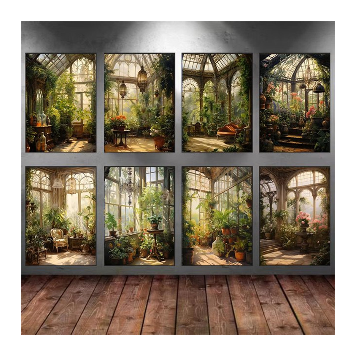 Renaissance Gewächshaus Wandkunst Potdemiel Klassisches Retro Poster als Diamantgemälde in Hochformat, Mehrfarbig - Bild 1