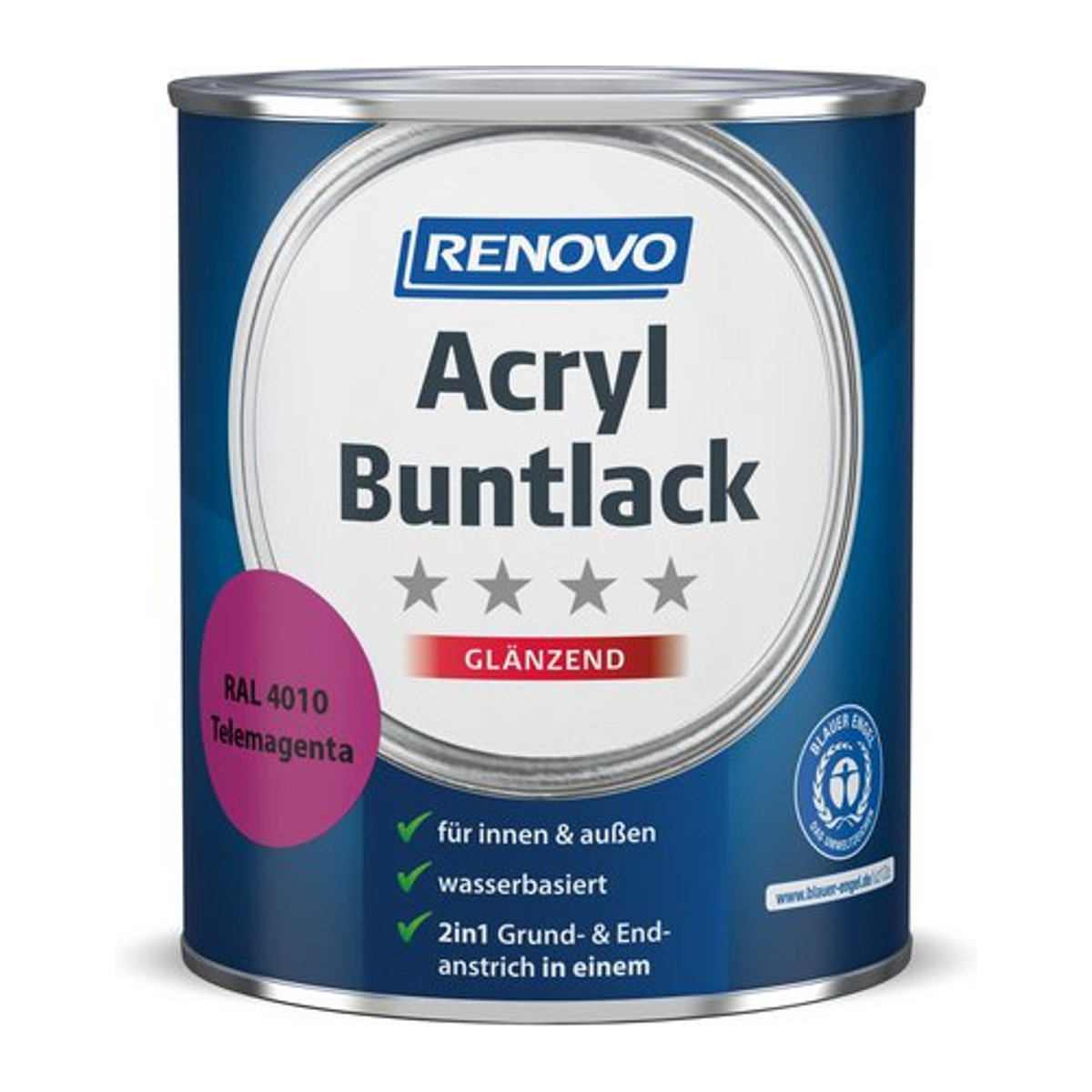 RENOVO Acryl-Buntlack telemagenta RAL 4010 glänzend rot 0,75 l - Bild 1