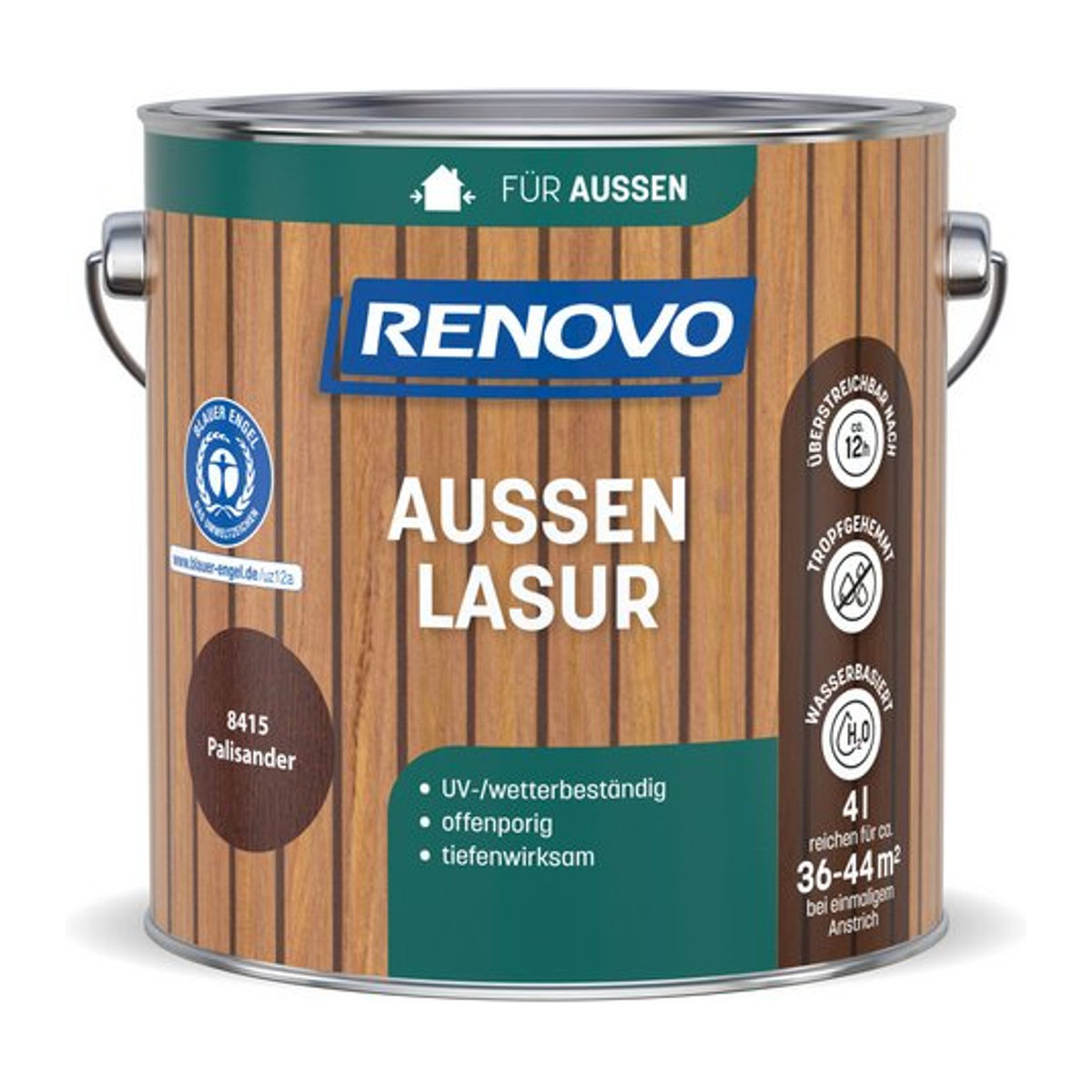 RENOVO Aussenlasur wasserbasiert in Palisander Braun, 4,0 l - Bild 1