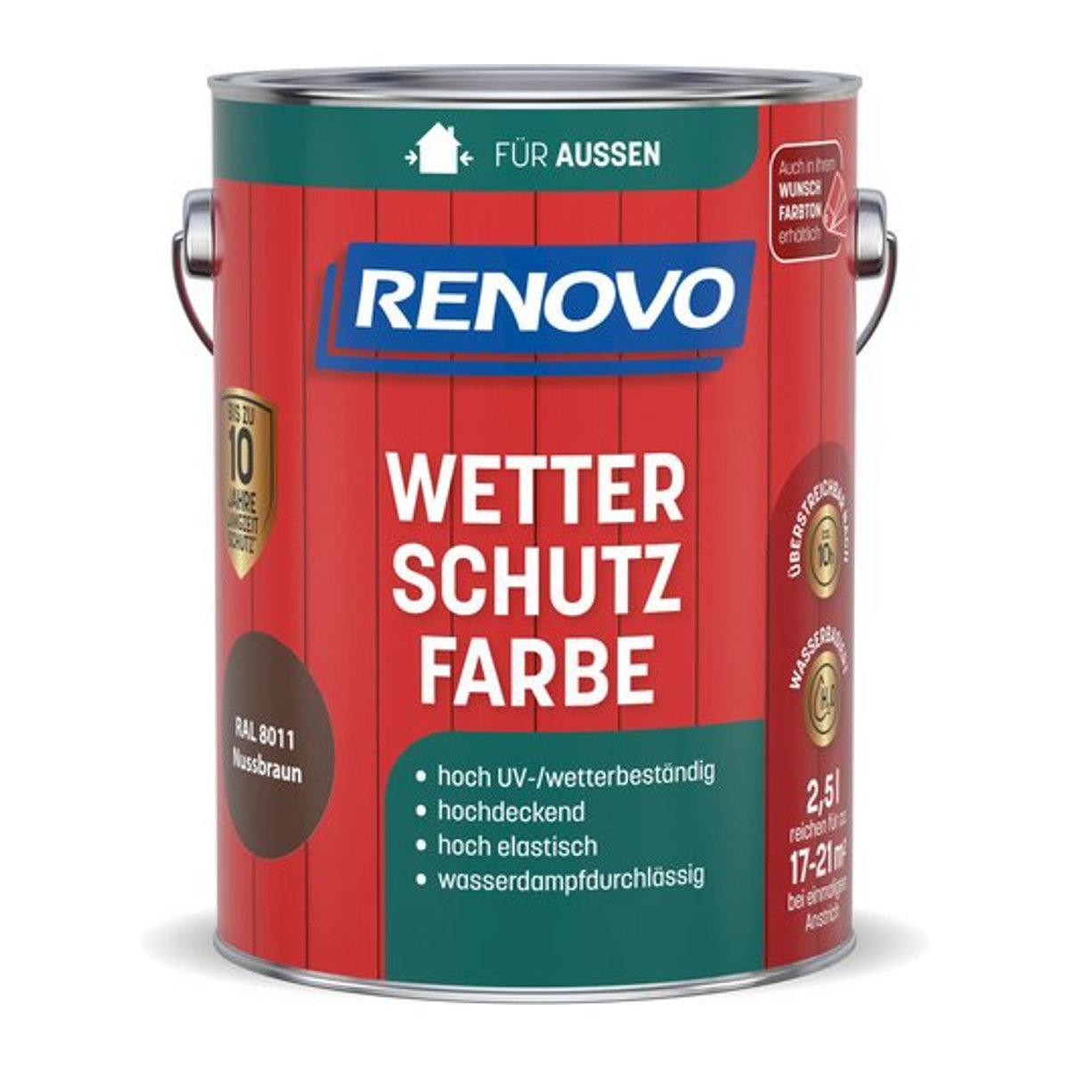 RENOVO Wetterschutzfarbe in Nussbaum Braun Uni - Bild 1