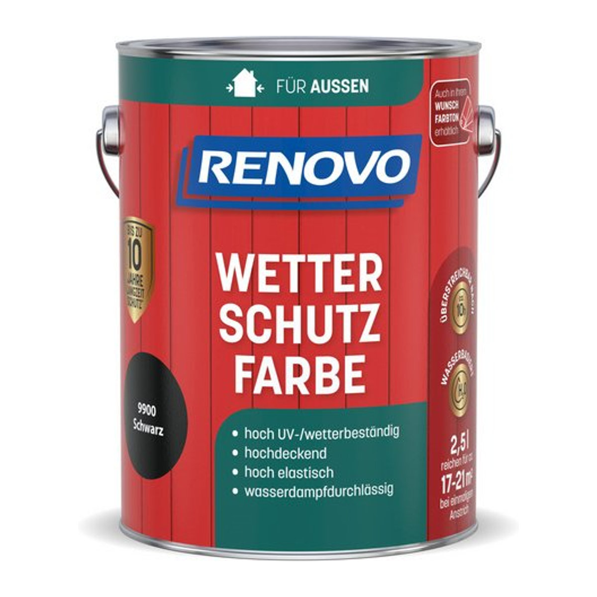 RENOVO Wetterschutzfarbe Schwarz 2,5 l - Bild 1