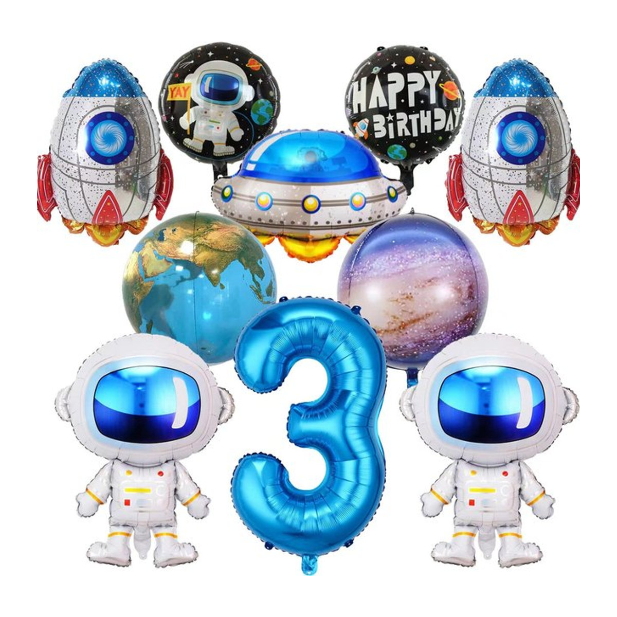 RENYUAN Astronauten und Raketen Luftballon-Set für Kindergeburtstage im Weltraum-Thema, mehrfarbig - Bild 1