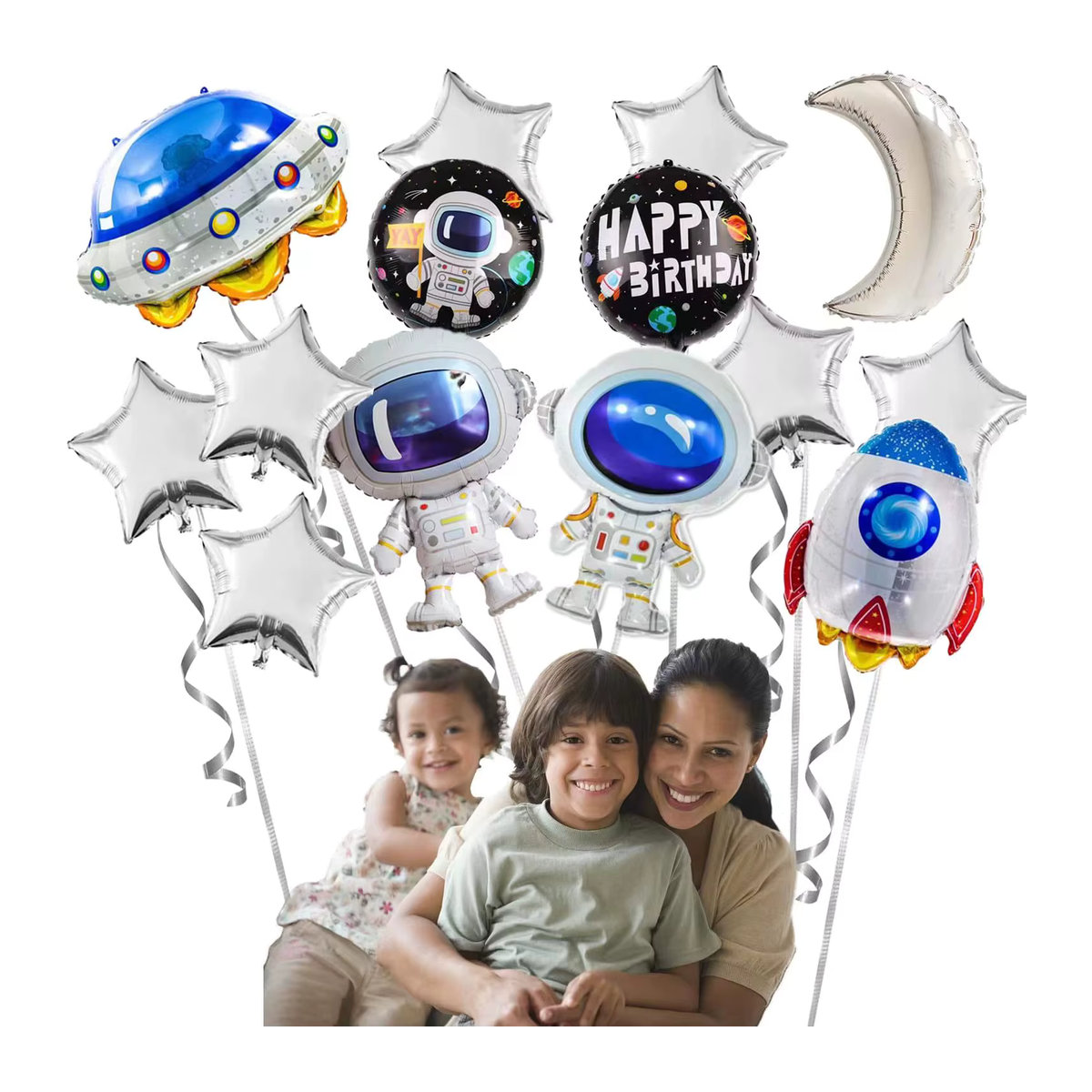 RENYUAN Astronauten und Raketen Luftballon-Set für Kindergeburtstage im Weltraum-Thema, mehrfarbig - Bild 3