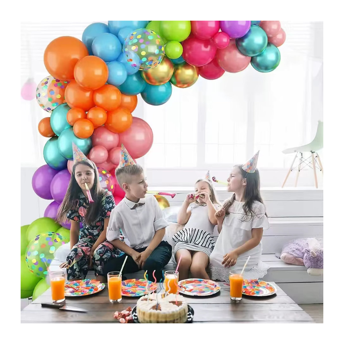 RENYUAN Regenbogen Ballon Girlande Set aus mehrfarbigen Latex Ballons für Hochzeit, Geburtstag und Baby Shower Dekoration - Bild 2
