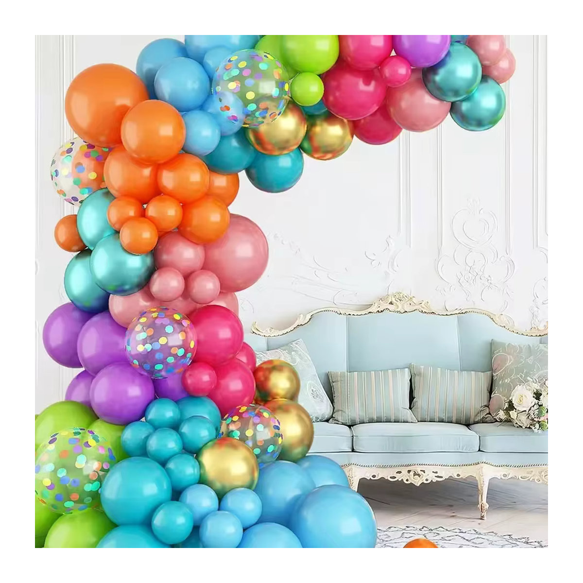RENYUAN Regenbogen Ballon Girlande Set aus mehrfarbigen Latex Ballons für Hochzeit, Geburtstag und Baby Shower Dekoration - Bild 5