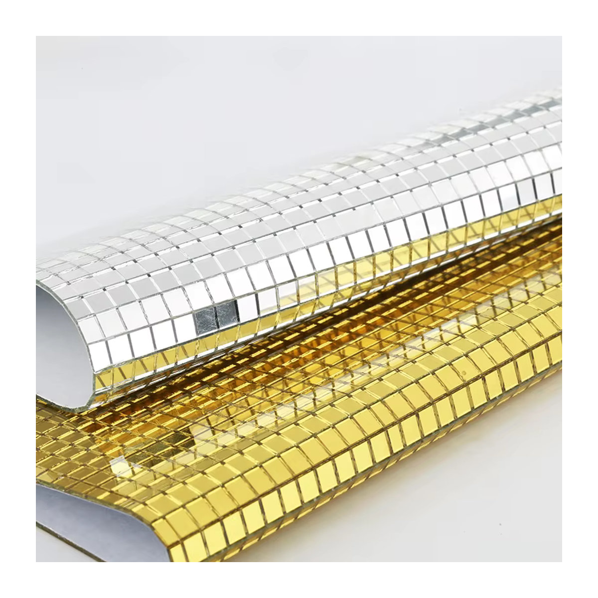 RESEN Selbstklebende Mosaikfliesen aus Glas, quadratische Glasspiegel für DIY Heimdekoration, Gold und Silber, B/B: 30 x 30 cm - Bild 2