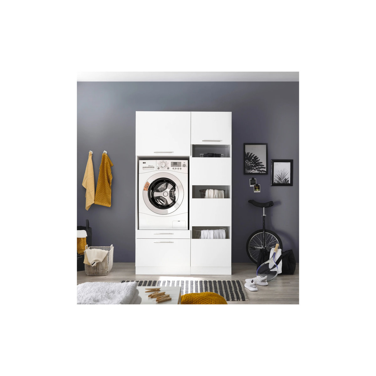 Respekta Hauswirtschaftsraum-Set Clara Waschmaschinenschrank in Weiß Matt, B/H/T: 117,4 x 200 x 67,6 cm - Bild 2