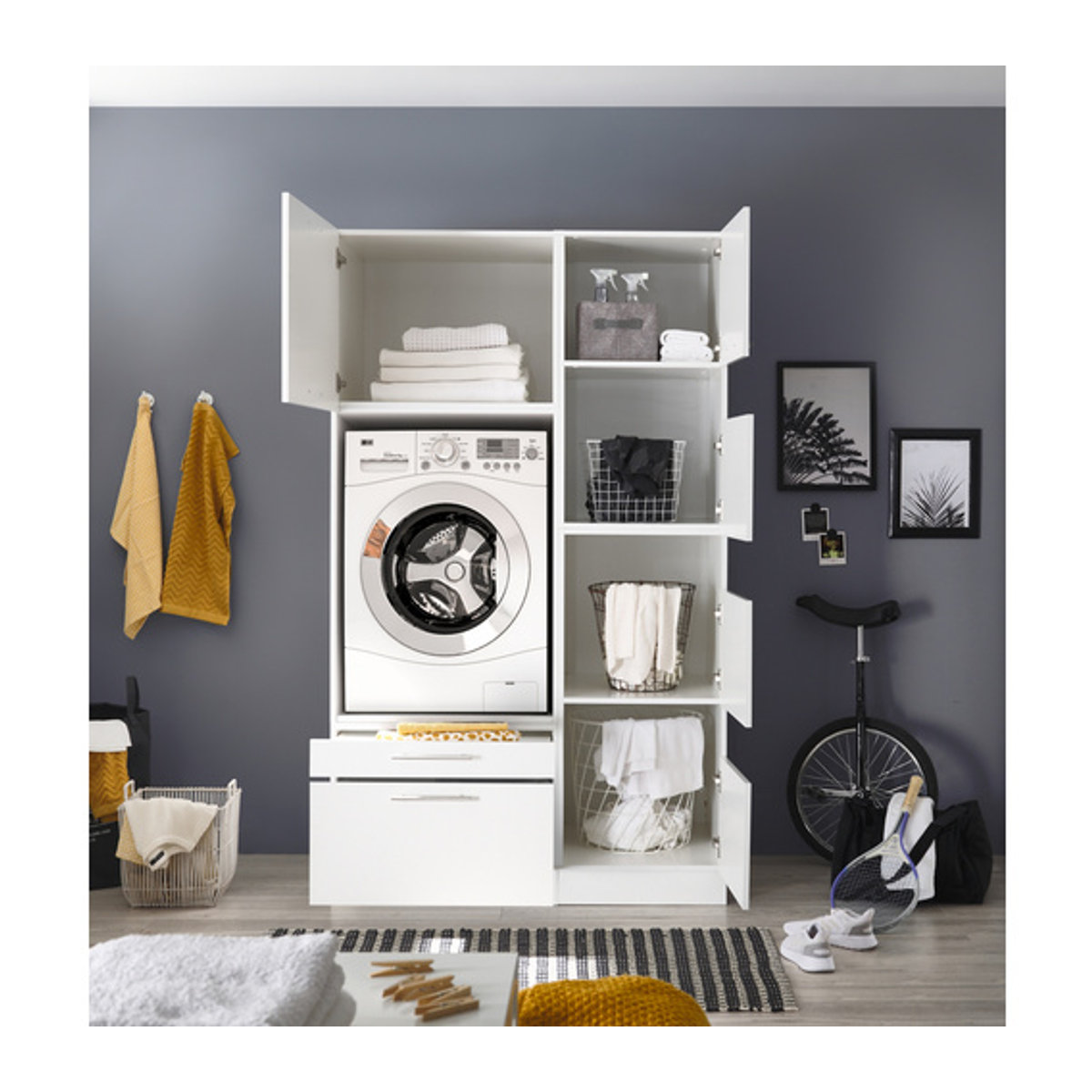 Respekta Hauswirtschaftsraum-Set Clara Waschmaschinenschrank in Weiß Matt, B/H/T: 117,4 x 200 x 67,6 cm - Bild 3