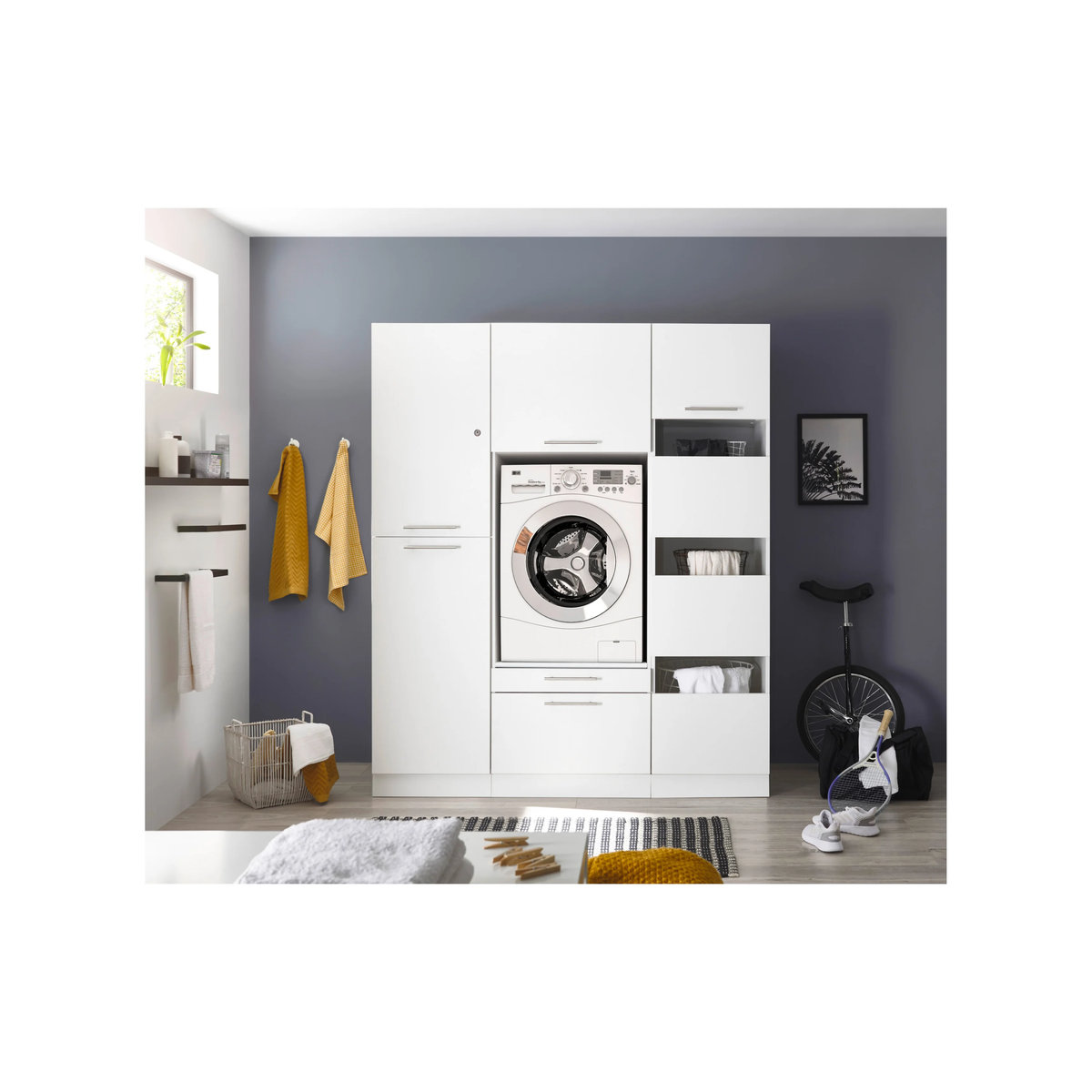 Respekta Hauswirtschaftsraum-Set Clara Waschmaschinenschrank und Hochschrank, weiß matt, B/H/T: 167,4 x 200 x 67,6 cm - Bild 2