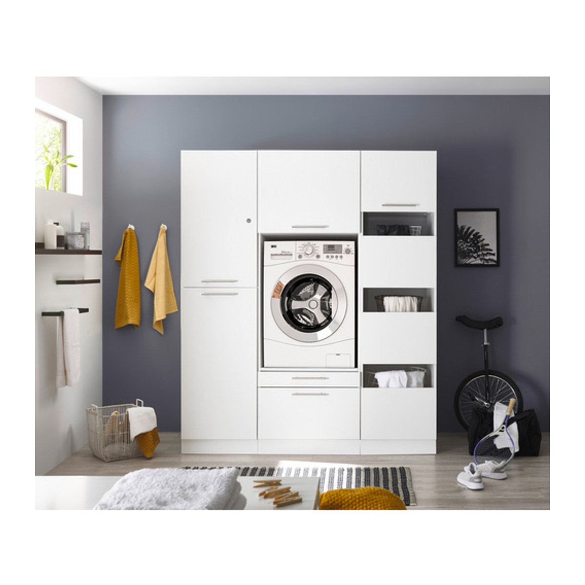 Respekta Hauswirtschaftsraum-Set Clara Waschmaschinenschrank und Hochschrank, weiß matt, B/H/T: 167,4 x 200 x 67,6 cm - Bild 4
