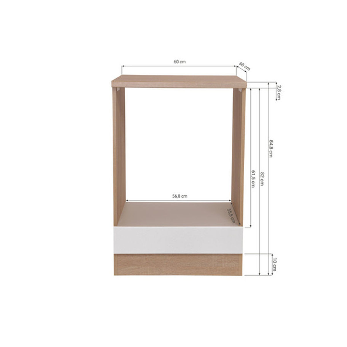 Respekta Herdumbauschrank Merle Unterschrank in Weiß und Eiche, B/H/T: 60 x 84,8 x 60 cm - Bild 1