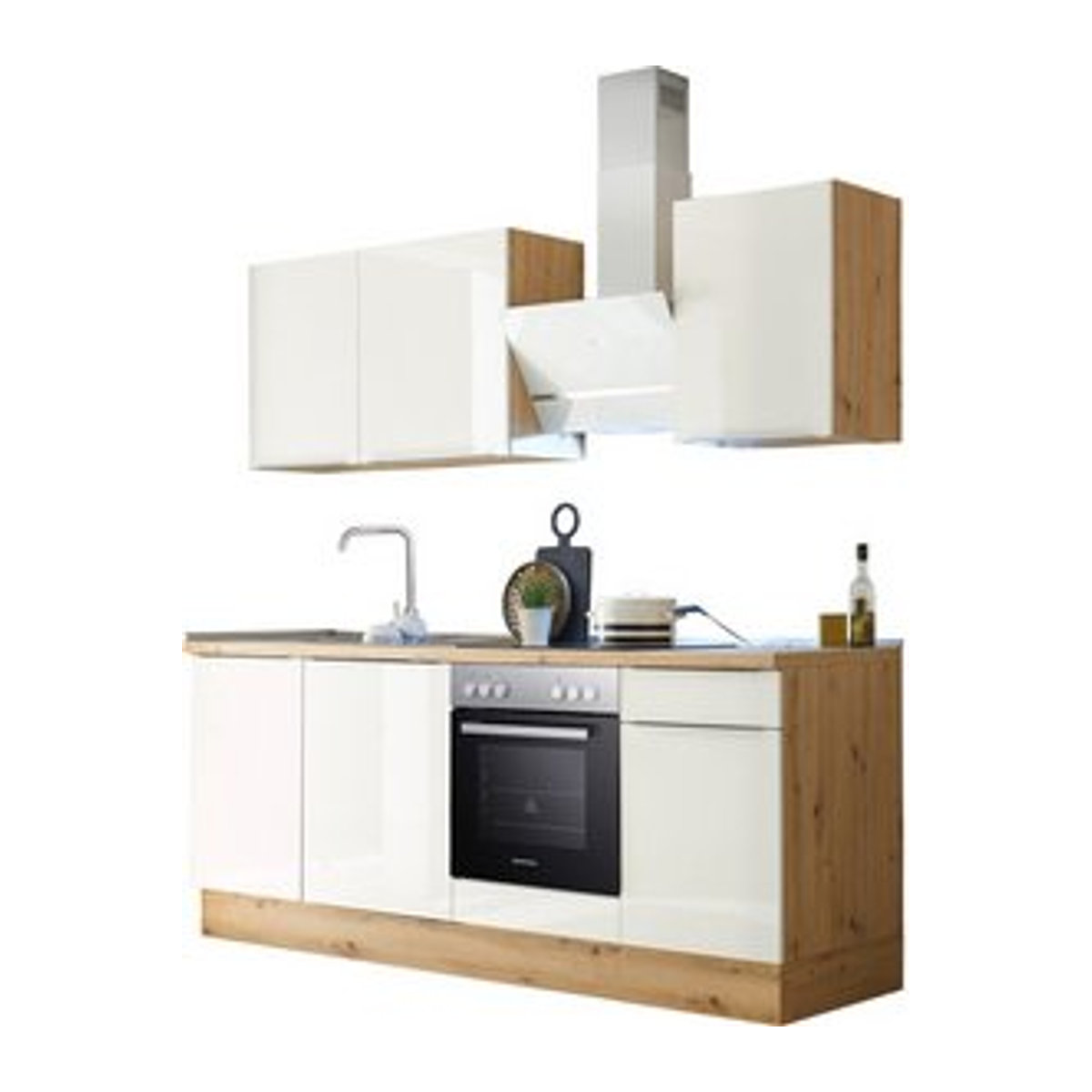 Respekta Küchenblock Marleen Küchenzeile Weiß H: 211 cm, B: 220 cm, T: 60 cm - Bild 1