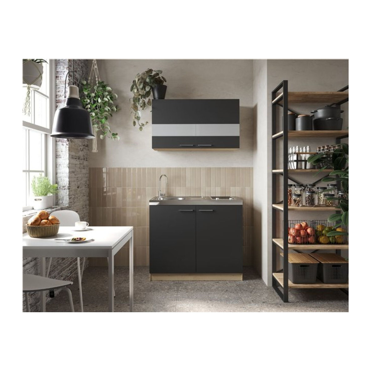 Respekta Merle Küchenzeile Set 3 in Schwarz Modern - Bild 1
