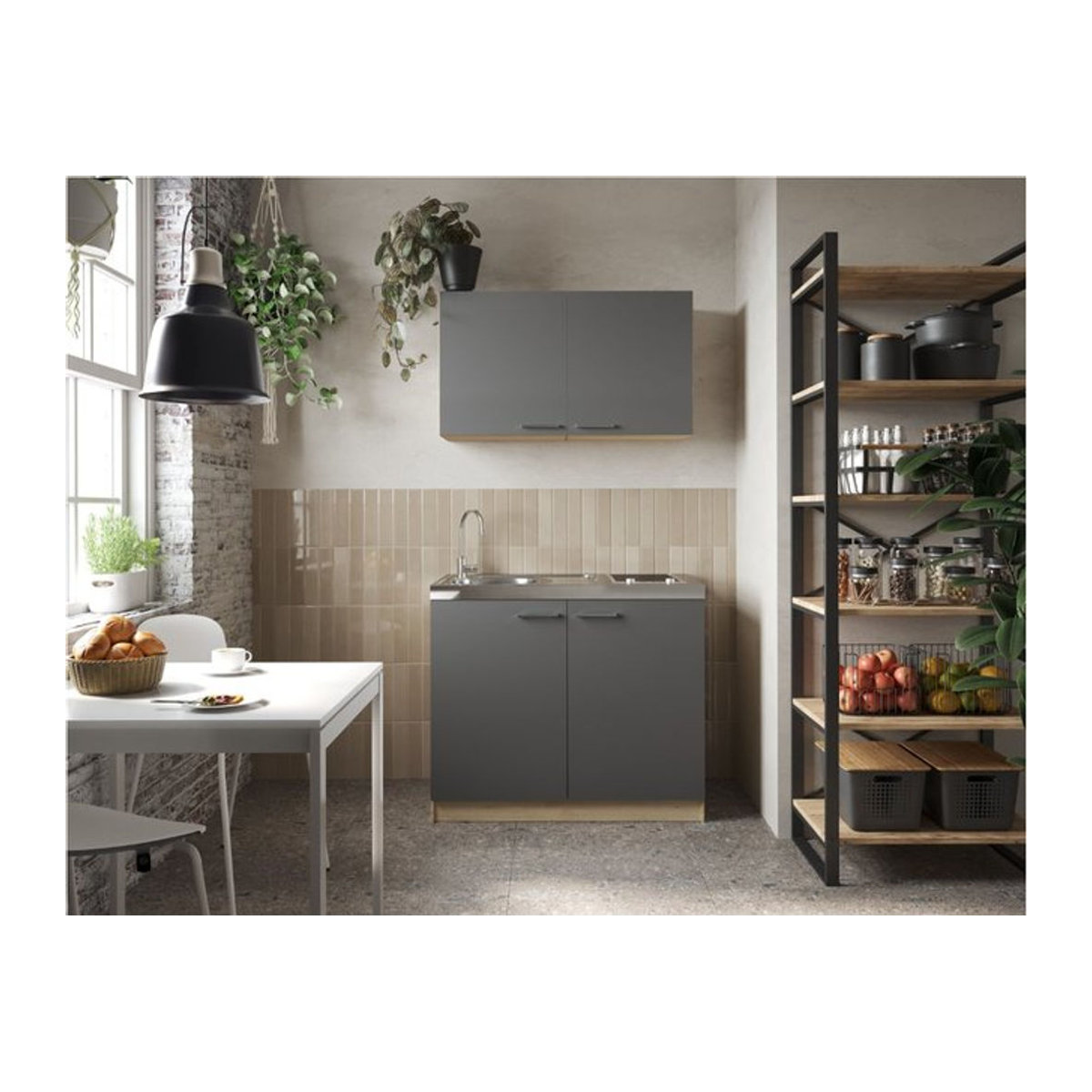 Respekta Merle Küchenzeile Set 4 Modern in Grau - Bild 1