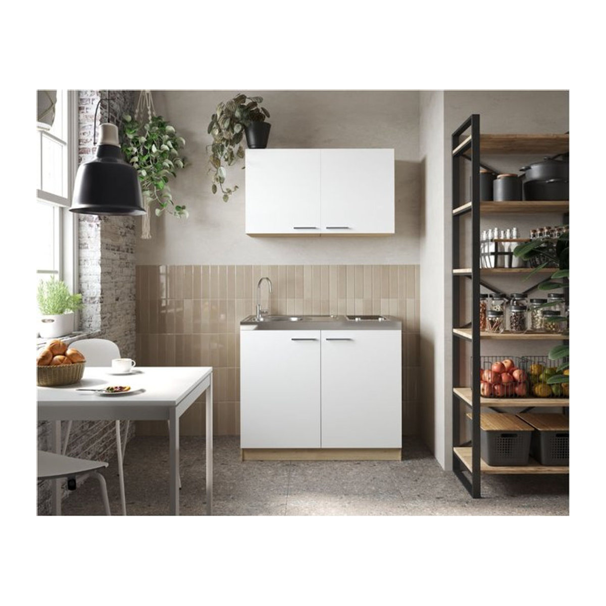 Respekta Merle Pantry-Küche Küchenzeile mit Vorratsschrank, Weiß, B/H/T: 100 x 200 x 60 cm - Bild 1