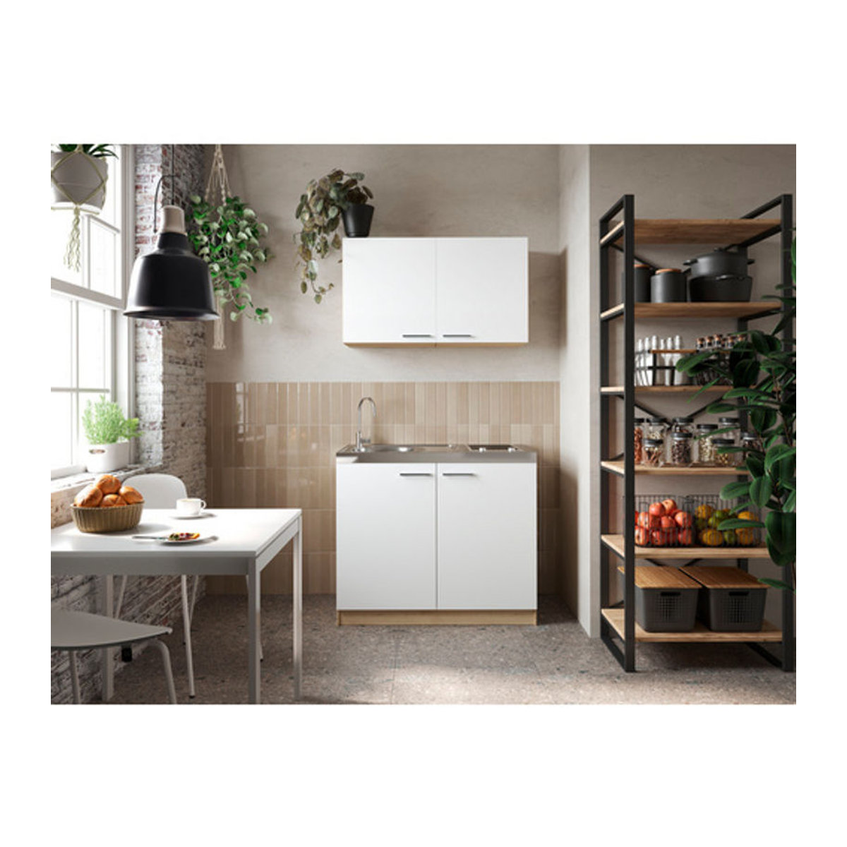 Respekta Merle Pantry-Küche Küchenzeile mit Vorratsschrank, Weiß, B/H/T: 100 x 200 x 60 cm - Bild 2