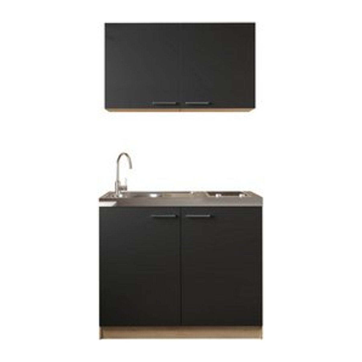 Respekta Merle Pantry-Küche Küchenzeile modern Schwarz Eiche Natur B/H/T: 100 x 200 x 60 cm - Bild 2