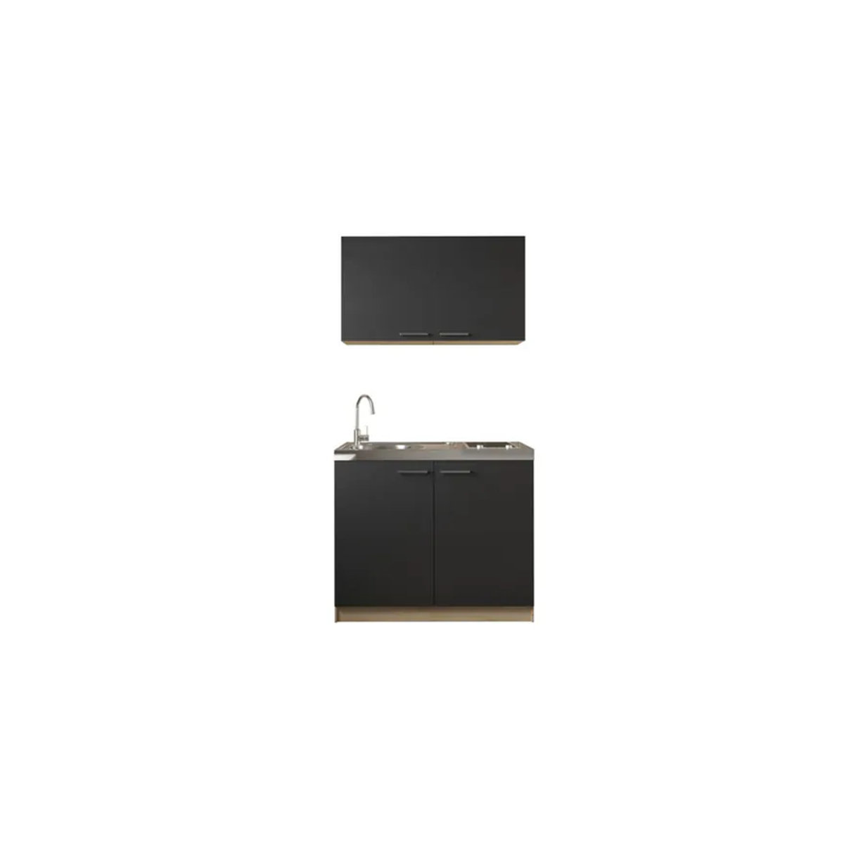 Respekta Merle Pantry-Küche Küchenzeile modern Schwarz Eiche Natur B/H/T: 100 x 200 x 60 cm - Bild 5