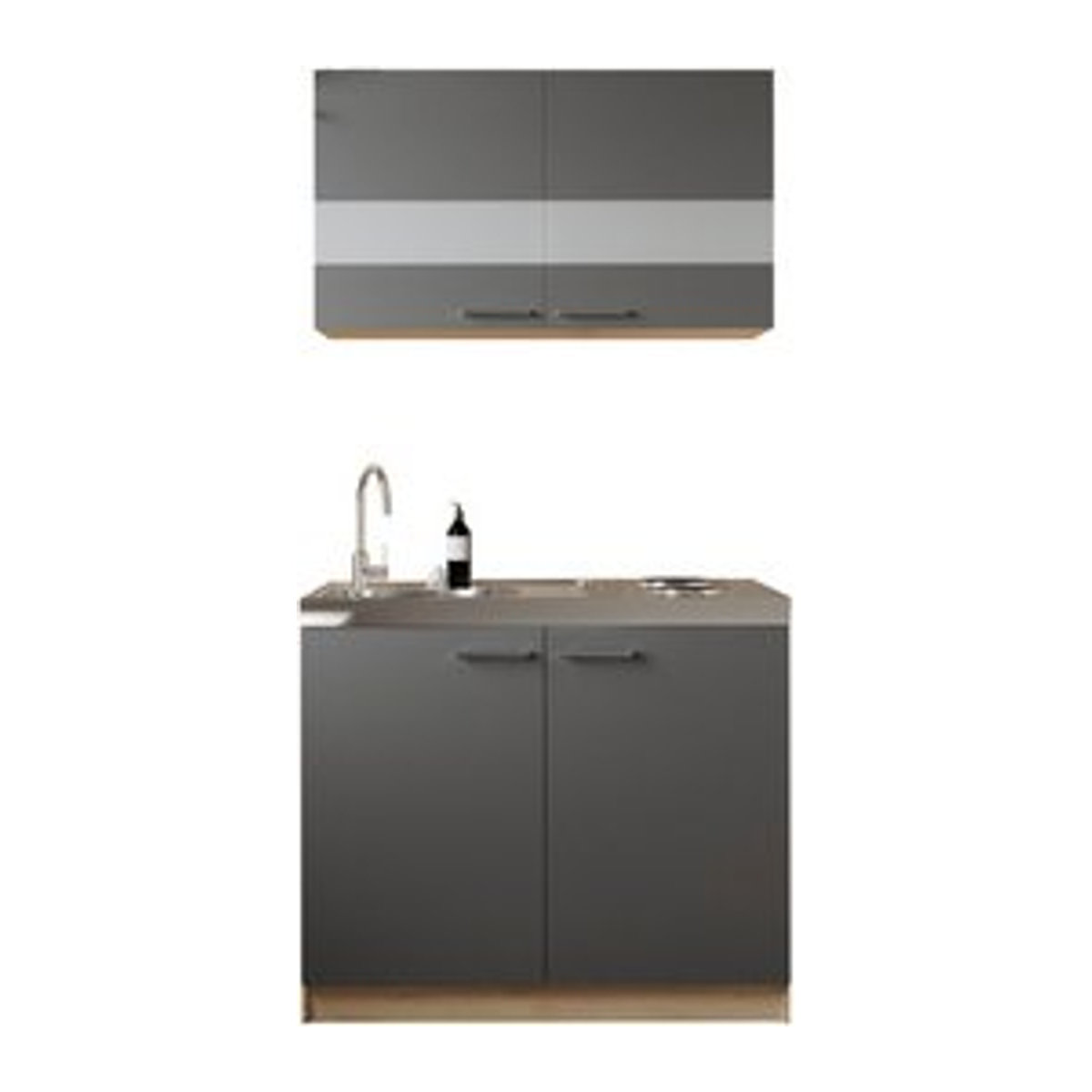 Respekta Pantry-Küche Merle Küchenzeile mit Vorratsschrank in Grau, B/H/T: 100 x 200 x 60 cm - Bild 2