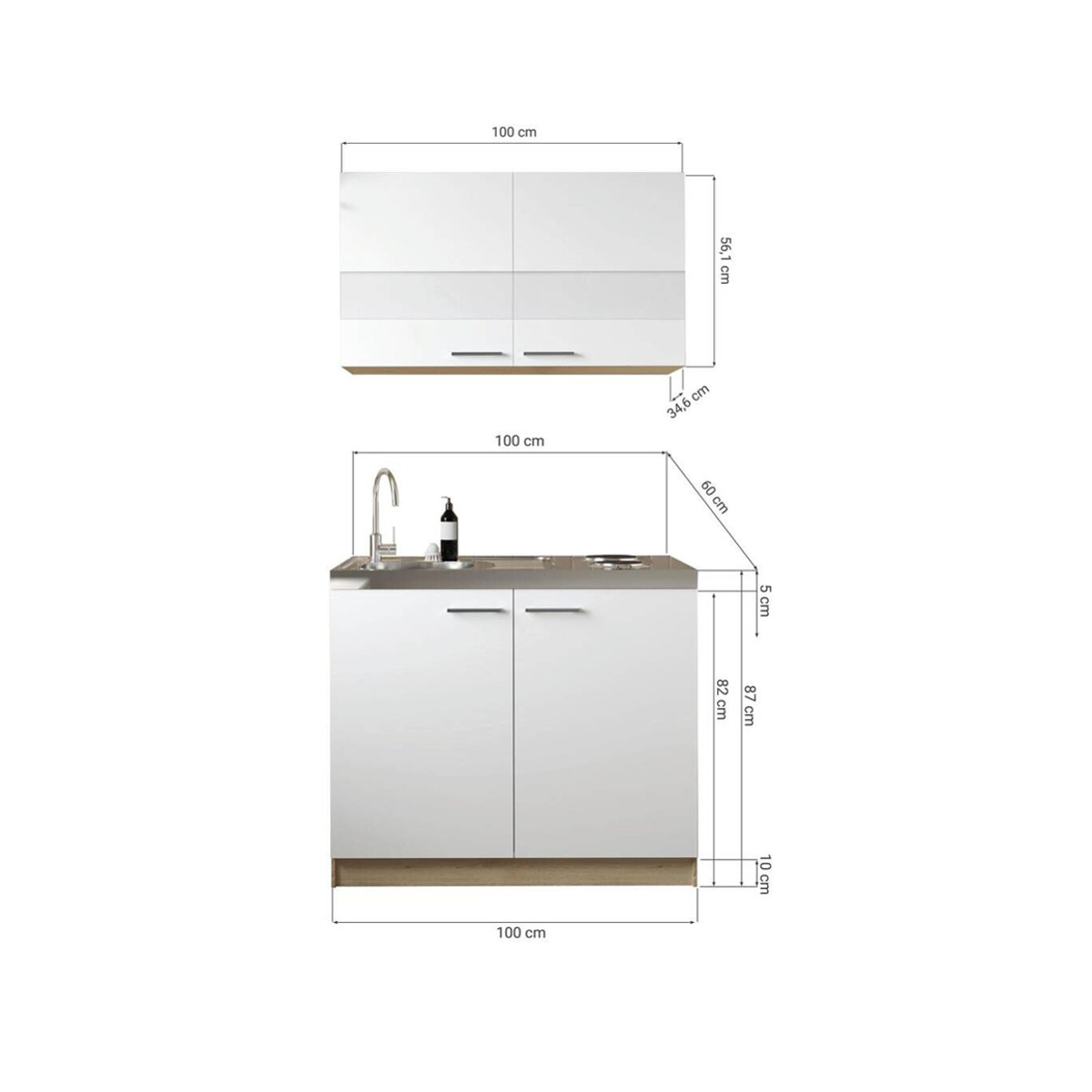 Respekta Pantry-Küche Merle Küchenzeile mit Vorratsschrank in Grau, B/H/T: 100 x 200 x 60 cm - Bild 5