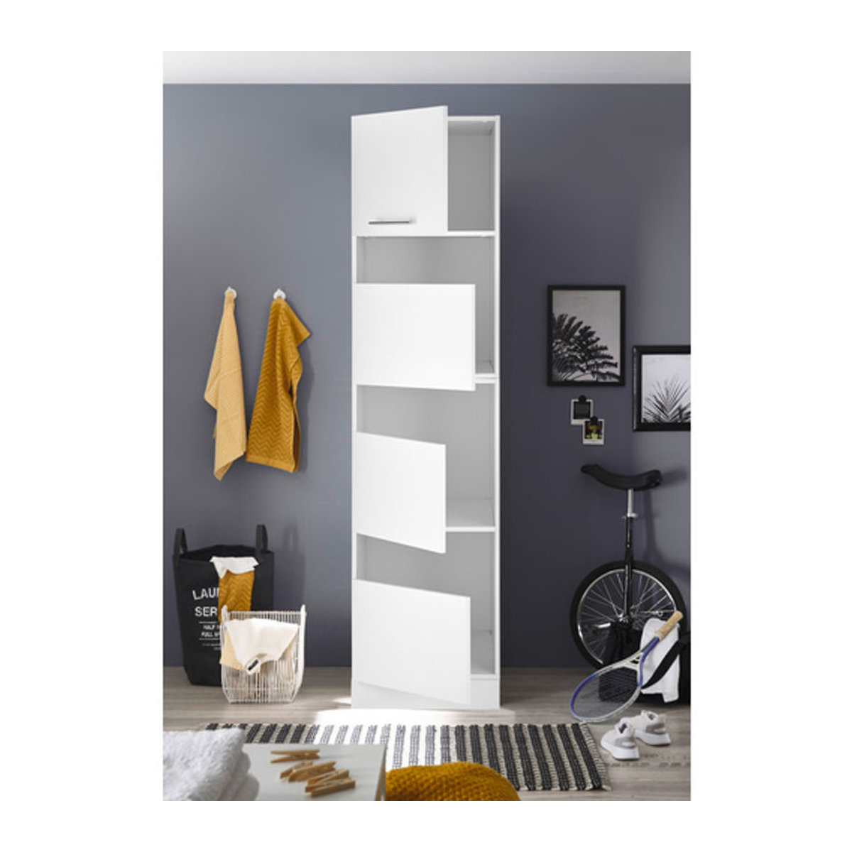 Respekta Wäscheschrank Clara Modern Weiß Matt B/H/T: 50 x 200 x 67,6 cm - Bild 3