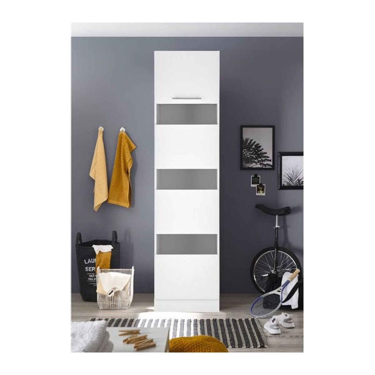 Respekta Wäscheschrank Clara Modern Weiß Matt B/H/T: 50 x 200 x 67,6 cm - Bild 4