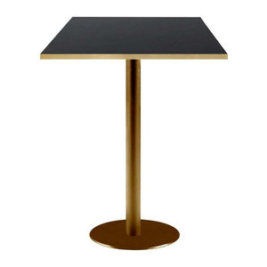 RestooTab Stehtisch Rome quadratisch in Schwarz und Goldmetallic mit Messing-Details, B/T/H: 60 x 60 x 113 cm