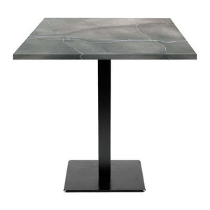 RestooTab Tisch Milan quadratisch Säulentisch in Stein- und Holzoptik mit Gestell in Schwarz, B/T/H: 70 x 70 x 75 cm