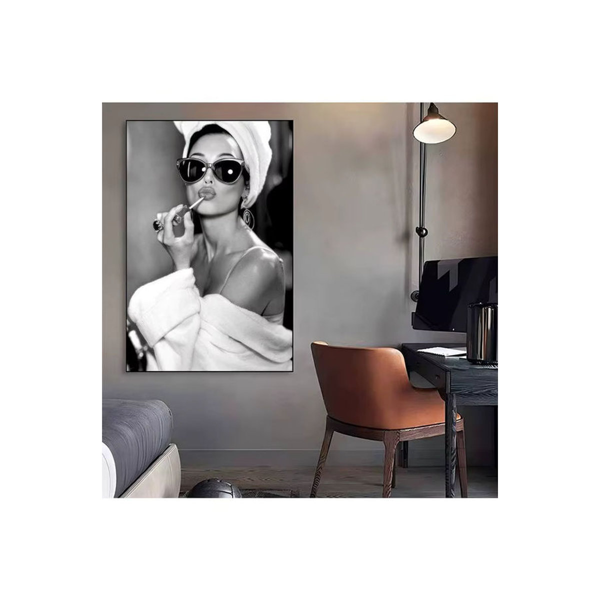 Retro Audrey Hepburn Lipstick Movie Poster aus Kraftpapier als ästhetische Wanddekoration in Schwarz für dein Zimmer, deine Bar oder dein Café - Bild 4