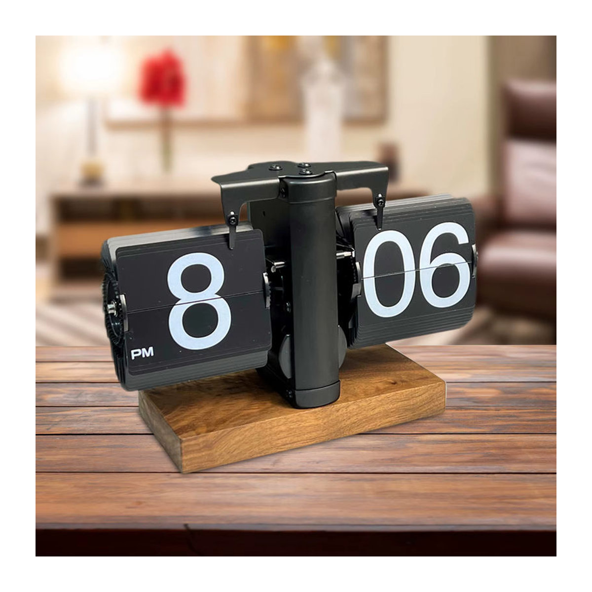 Retro Digitale Flip Clock Tischuhr Vintage Mechanisch aus Metall für Home Office und Cafe in Silber oder Schwarz - Bild 1