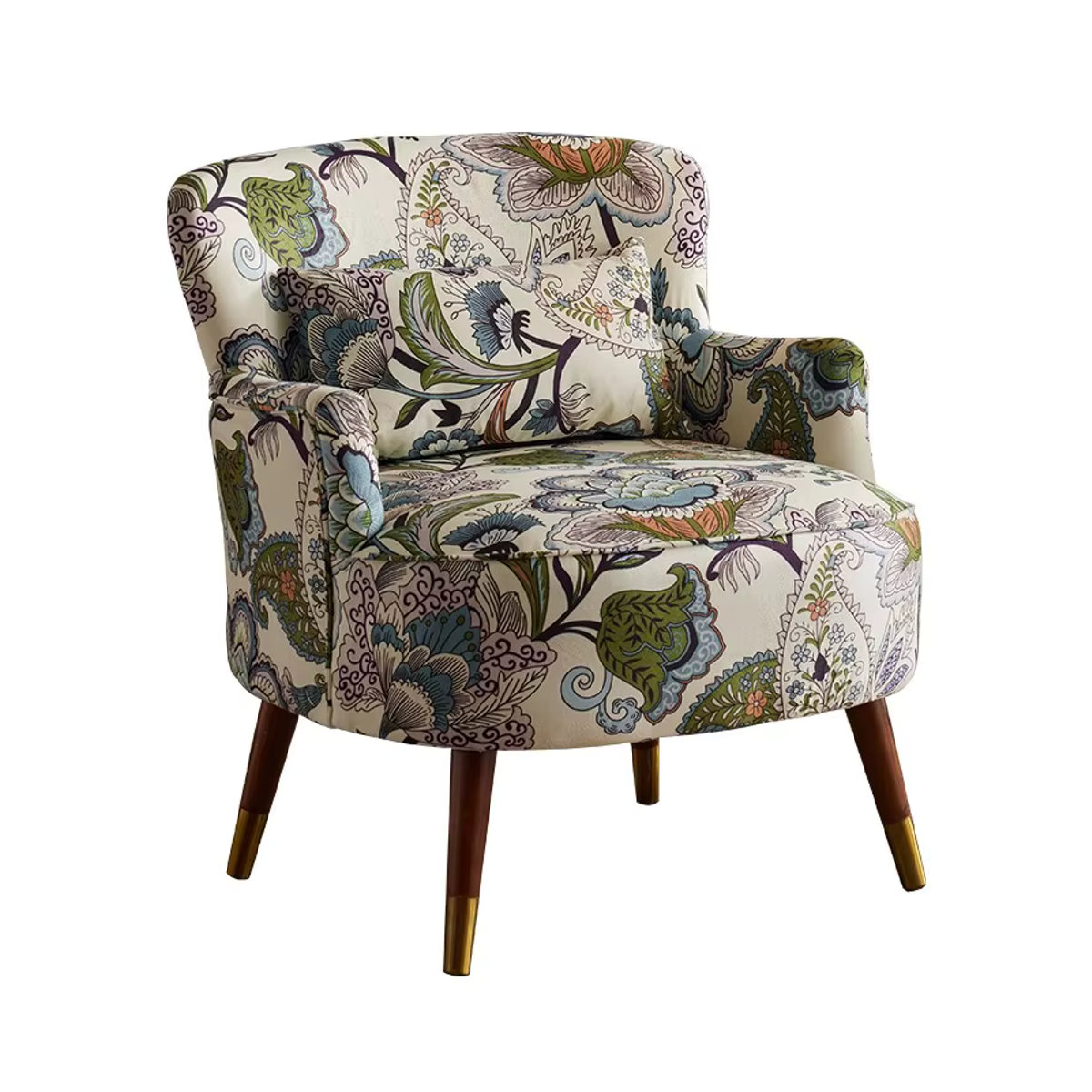 Retro Einzelsofa aus Massivholz und Stoff von DUTRIEUX in Natur und Bunt - Bild 5