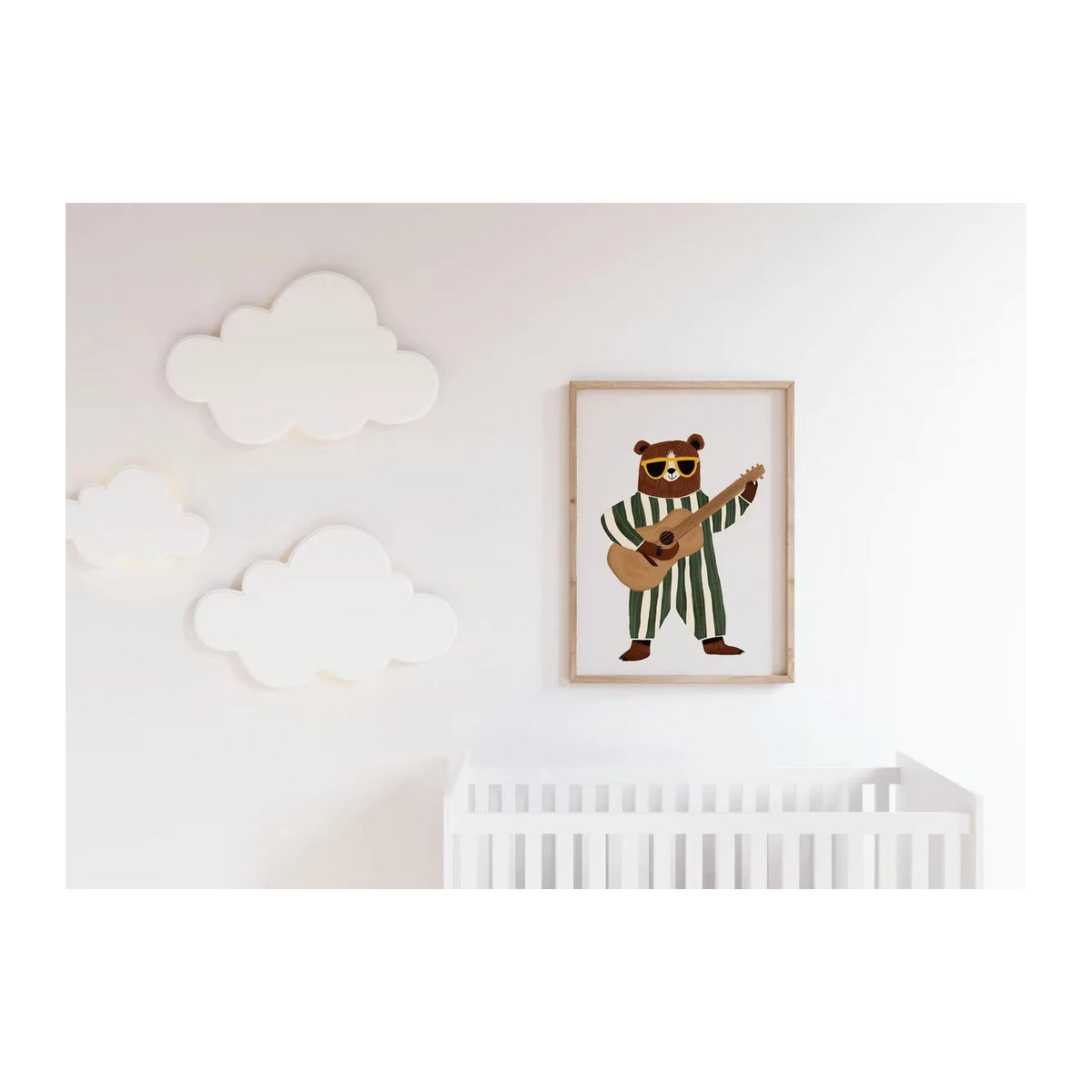 Retro-Gitarren-Bär Wandkunst für das Kinderzimmer als mehrfarbiger Digitaldruck im Hochformat - Bild 5
