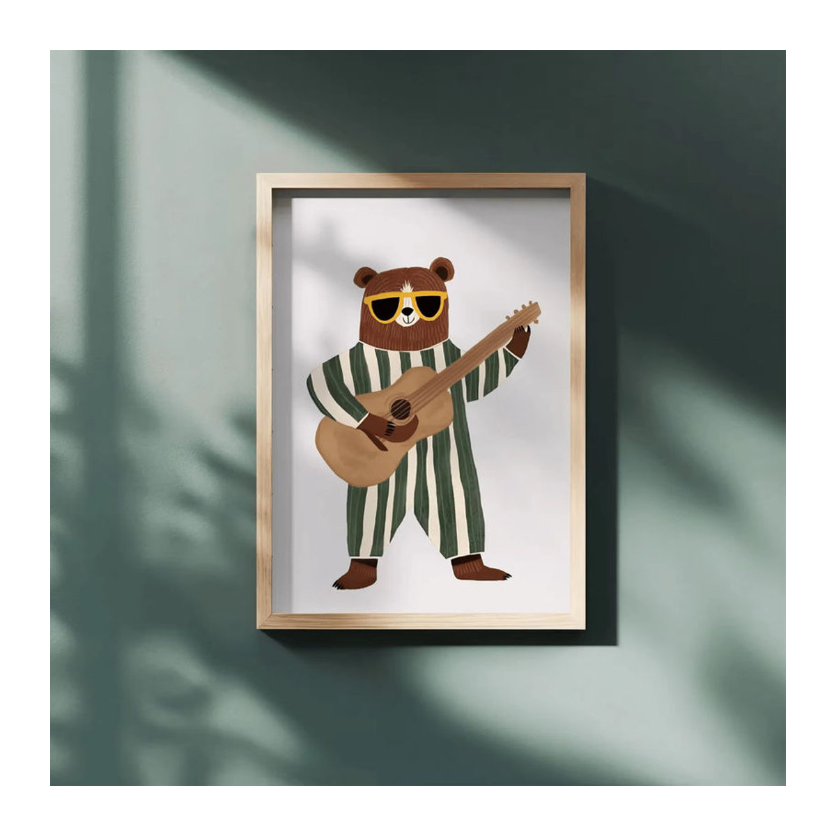 Retro-Gitarren-Bär Wandkunst für das Kinderzimmer als mehrfarbiger Digitaldruck im Hochformat - Bild 6