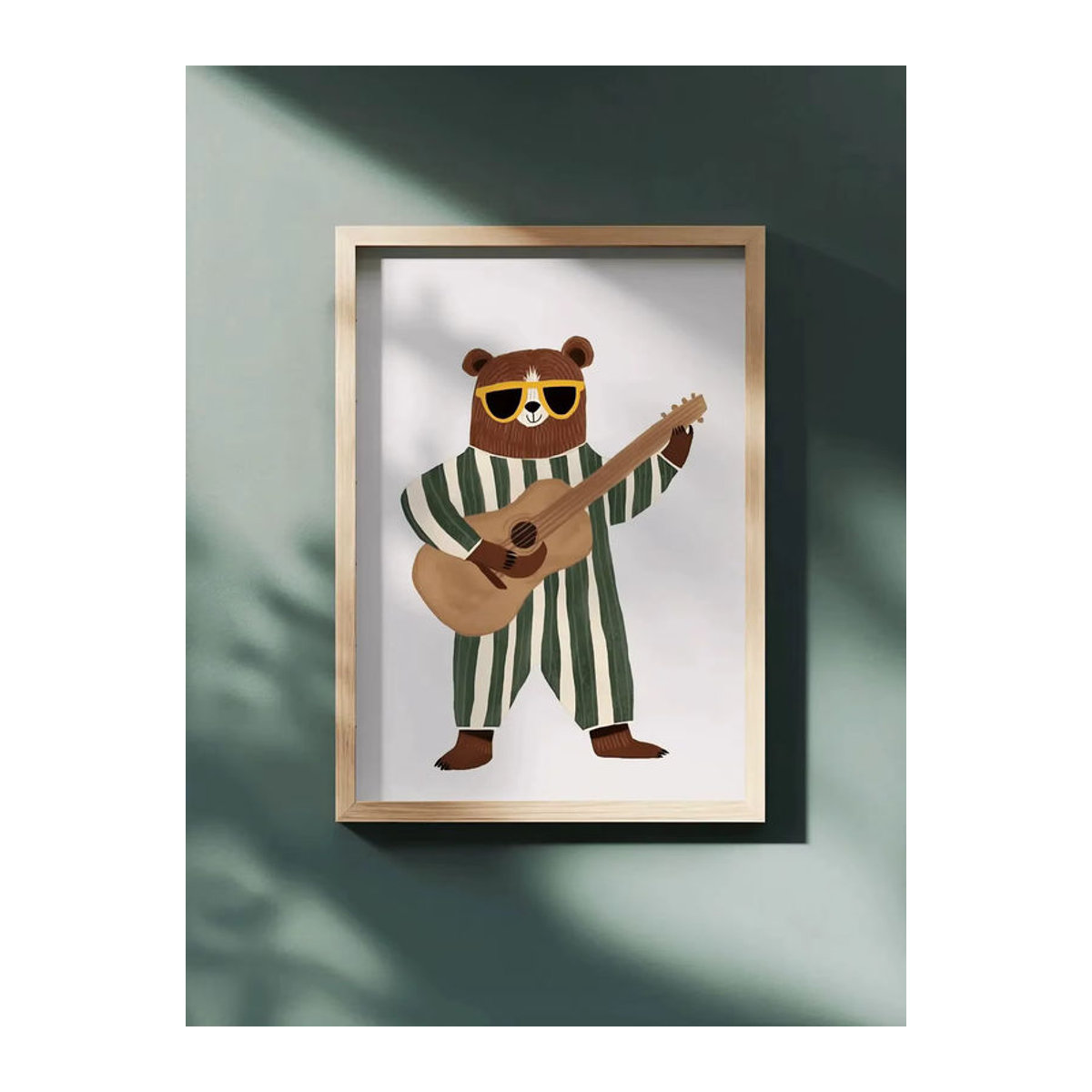 Retro-Gitarren-Bär Wandkunst für das Kinderzimmer als mehrfarbiger Digitaldruck im Hochformat - Bild 7